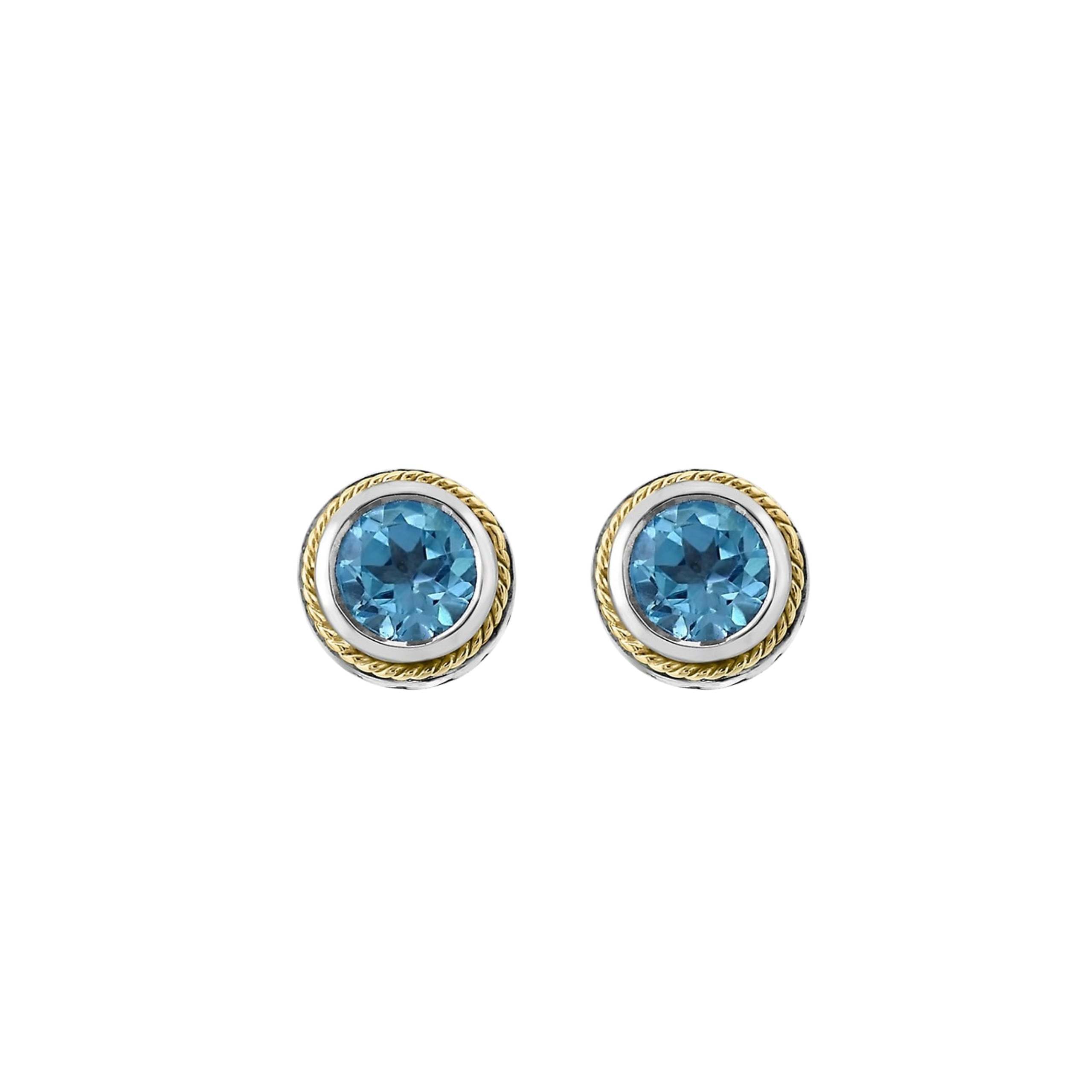 Effy - Sterling Silver 18k Yellow Gold Blue Topaz Stud Earrings 491$